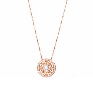 Gaia Rose Gold-Plated Cubic Zirconia Large Circle Necklace