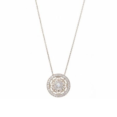 Gaia Sterling Silver Cubic Zirconia Large Circle Necklace