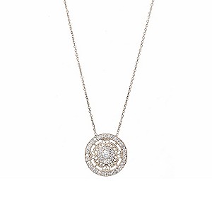Gaia Sterling Silver Cubic Zirconia Large Circle Necklace
