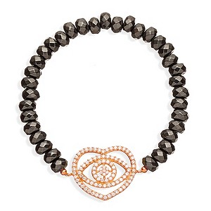 Gaia Rose Gold-Plated Hematite Heart Eye Bracelet