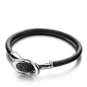 Shimla Luxury Lock Cubic Zirconia Black Buckle Bracelet