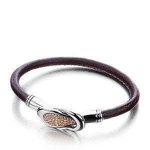 Shimla Luxury Lock Cubic Zirconia Brown Buckle Bracelet
