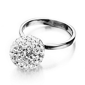 Shimla Clear Crystal Set Fireball Steel Ring Size N