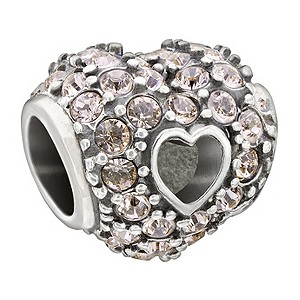 Chamilia Sterling Silver Pave Crystal Heart Bead