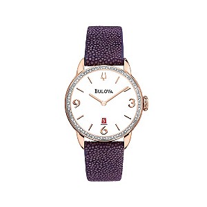 Bulova Diamond Gallery 78 Ladies' Purple Leather Strap Watch
