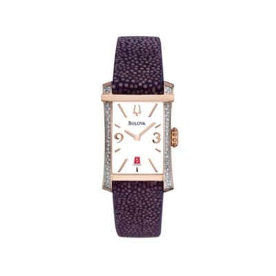 Bulova Diamond Gallery 52 Ladies' Purple Leather Strap Watch