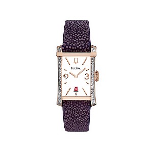 Bulova Diamond Gallery 52 Ladies' Purple Leather Strap Watch