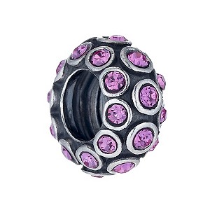 Special Memories Sterling Silver Rose Crystal Spinner Bead