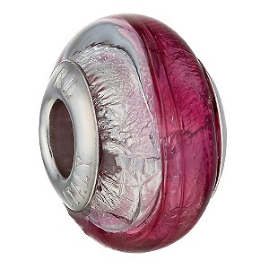 Charmed Memories Sterling Silver Purple & White Murano Bead