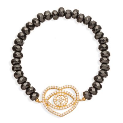 Gaia Gold-Plated Hematite Heart Eye Bracelet