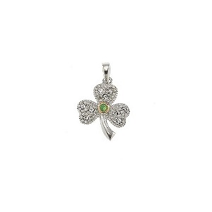 Cailin Two Tone Cubic Zirconia Shamrock Pendant