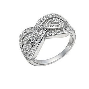 Rhodium-Plated Crystal Set Infinity Ring Size O