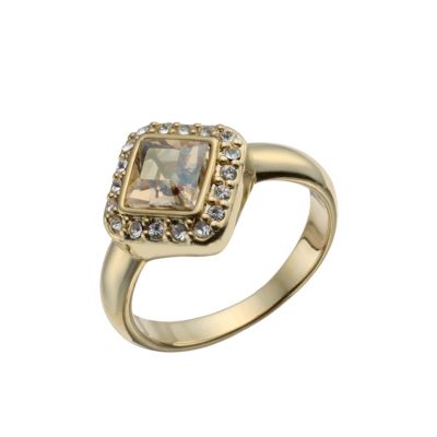 Gold-Plated Golden Crystal Princess Cut Ring Size O - Product number ...