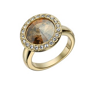 Gold-Plated Golden Round Crystal Ring Size O