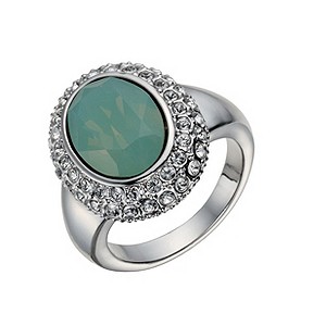 Rhodium-Plated Pacific Opal & Crystal Ring Size O
