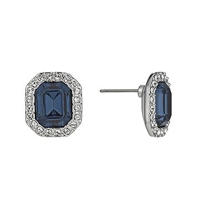 Rhodium-Plated Montana Emerald Cut Crystal Stud Earrings