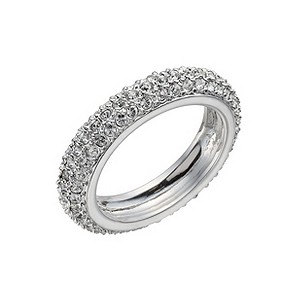 Rhodium-Plated Crystal Band Ring Size O