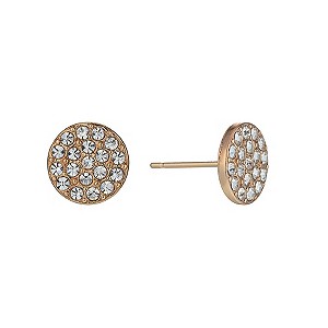 Rose Gold-Plated Crystal Set Medium Round Stud Earrings