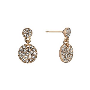 Rose Gold-Plated Crystal Set Medium Round Drop Earrings