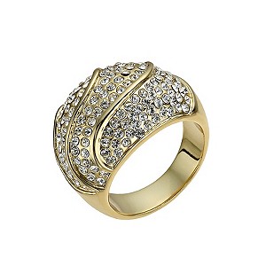 Gold-Plated Crystal Domed Ring Size O