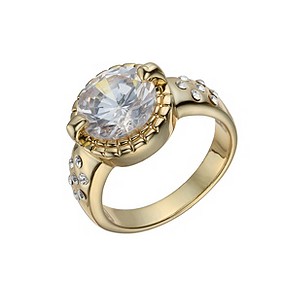 Gold-Plated Crystal Solitaire Ring Size OGold-Plated Crystal Solitaire Ring Size O