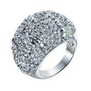 Rhodium-Plated Crystal Domed Ring