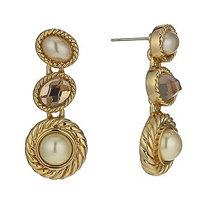 Gold-Plated Imitation Pearl & Crystal Drop Earrings