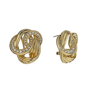 Gold-Plated Crystal Knot Stud Earrings