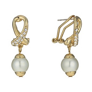 Gold-Plated Imitation Pearl & Crystal Drop Earrings