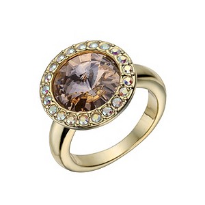 Gold-Plated Golden Round Crystal Ring Size O