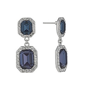 Rhodium-Plated Montana Emerald Cut Crystal Drop Earrings