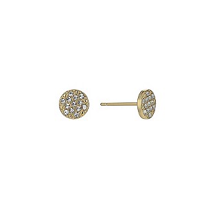 Gold-Plated Crystal Small Round Stud Earrings
