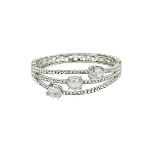 Mikey Rhodium-Plated Triple Line Crystal Bracelet