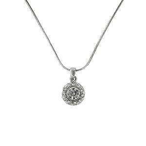 Mikey Rhodium-Plated Crystal Halo Solitaire Pendant