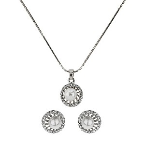 Mikey Rhodium-Plated Imitation Pearl & Crystal Set