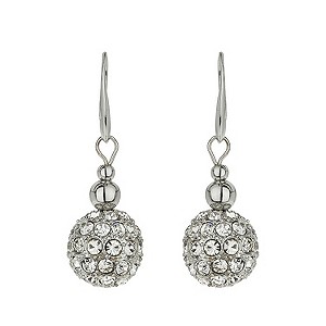 Mikey Rhodium-Plated Crystal Bead Drop Earrings