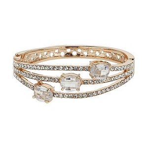 Mikey Gold Tone Triple Line Crystal Bracelet