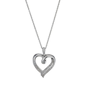Silver Rhodium-Plated Diamond Open Heart PendantSilver Rhodium-Plated Diamond Open Heart Pendant