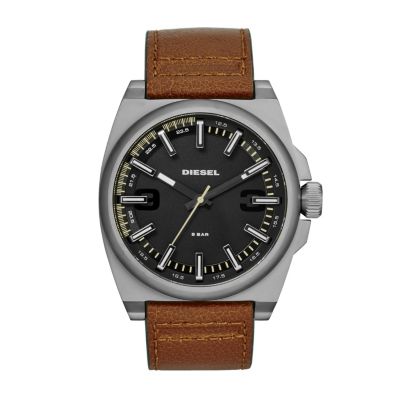 Diesel SC2 Men's Stainless Steel Tan Leather Strap Watch