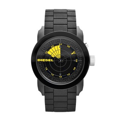 Diesel S44 Men's Yellow & Black Silicone Strap Watch