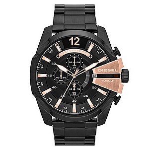Diesel Mega Chief Men's Black Ion-Plated Bracelet Watch