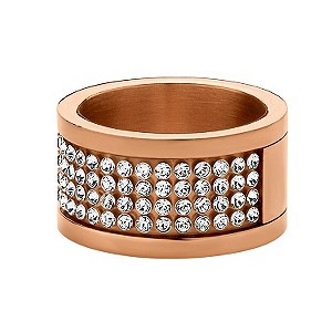 Dyrberg Kern Rose Gold-Plated Crystal Ring S-M