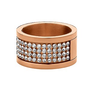 Dyrberg Kern Rose Gold-Plated Crystal Ring M-L