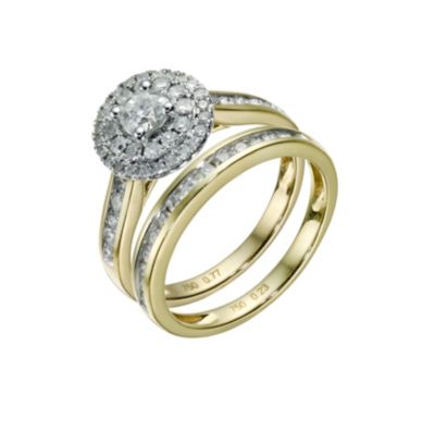 ... gold one carat diamond double halo bridal set - Product number 1606018