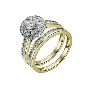 ... gold one carat diamond double halo bridal set - Product number 1606018