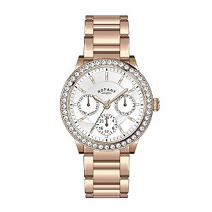Rotary Ladies' Stone Set Rose Gold-Plated Bracelet WatchRotary Ladies' Stone Set Rose Gold-Plated Br