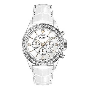 Rotary Ladies' Stainless Steel White Leather Strap WatchRotary Ladies' Stainless Steel White Leather