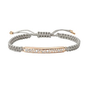Fossil Gold-Plated Stone Set Grey Adjustable Cord BraceletFossil Gold-Plated Stone Set Grey Adjustab
