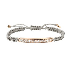 Fossil Gold-Plated Stone Set Grey Adjustable Cord BraceletFossil Gold-Plated Stone Set Grey Adjustab