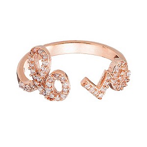 Gaia Dreams Rose Gold-Plated Crystal 'Love' Ring